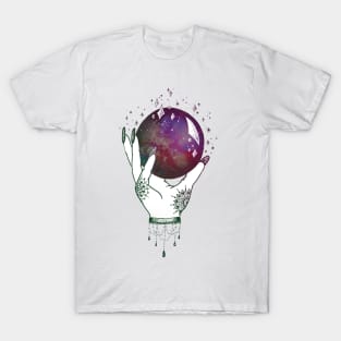 Galaxy Crystal Ball - Witch Hands T-Shirt